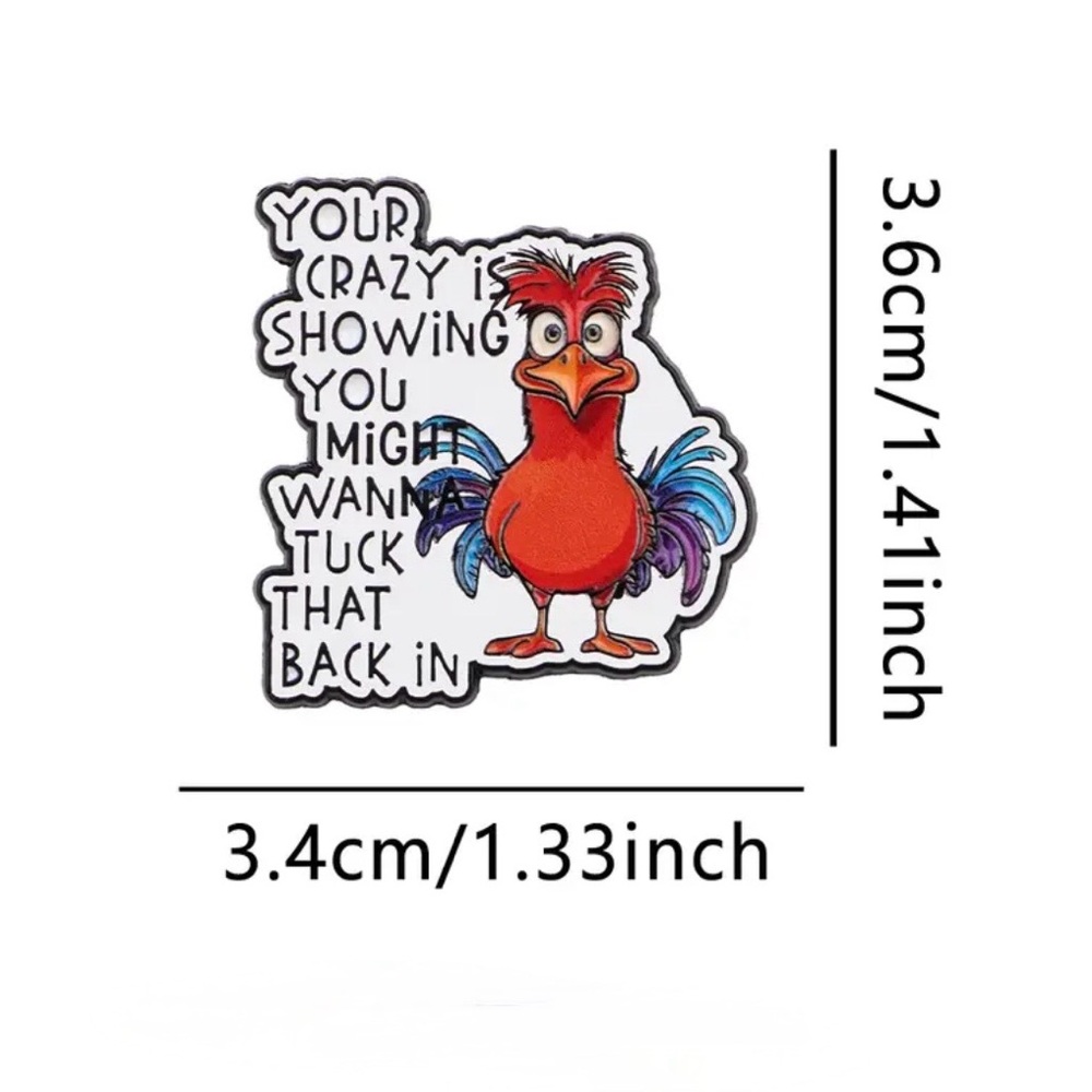 Pin Colorful Cartoon Rooster Pin Brooch NEW Funny - Picture 2 of 5